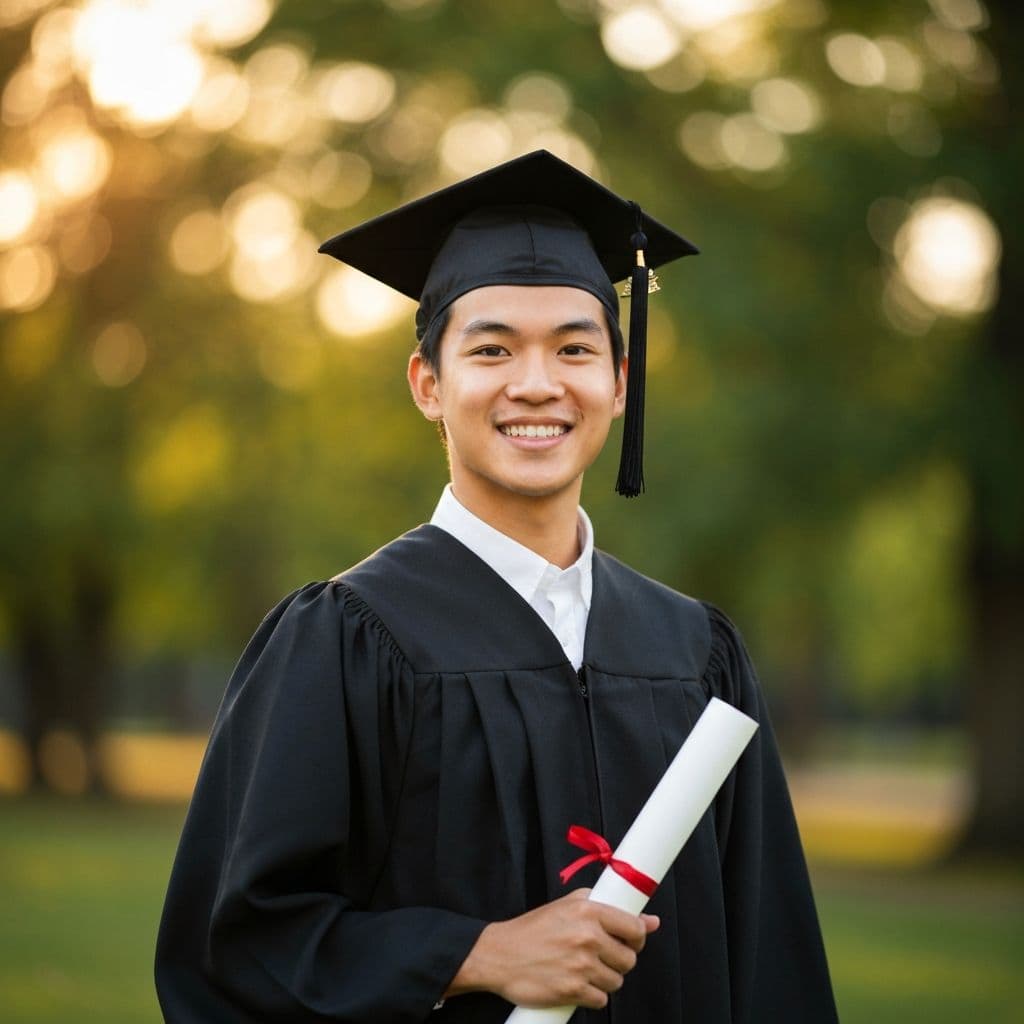 Graduate in cap and gown representing the complete learning journey